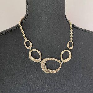Golden hammered circle necklace, two length